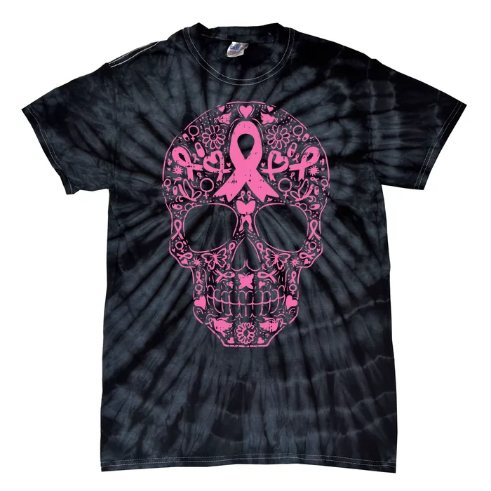 Sugar Skull P.I.N.K Ribbon Calavera Breast Cancer Tie-Dye T-Shirt