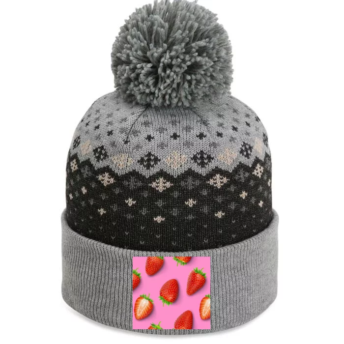 Strawberry seamless pattern The Baniff Cuffed Pom Beanie