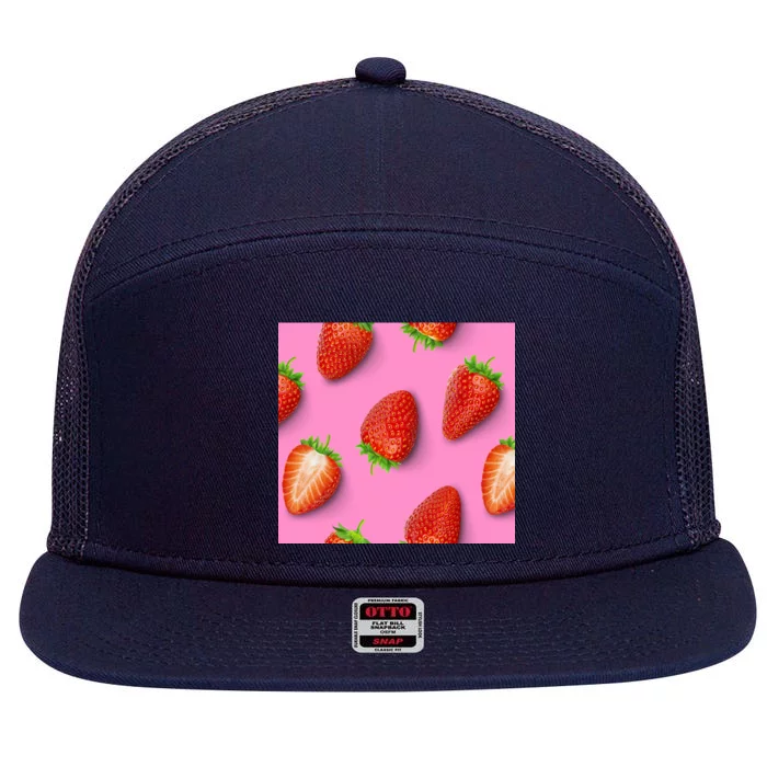 Strawberry seamless pattern 7 Panel Mesh Trucker Snapback Hat