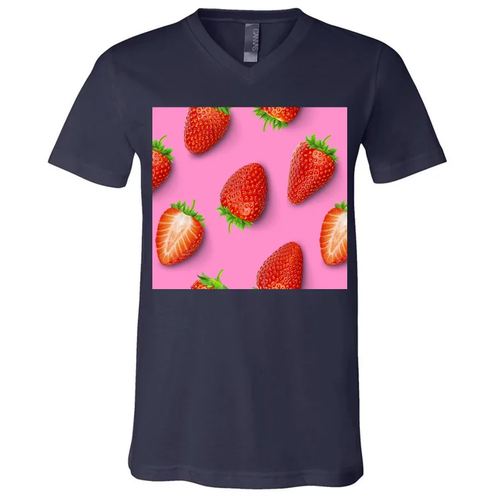 Strawberry seamless pattern V-Neck T-Shirt