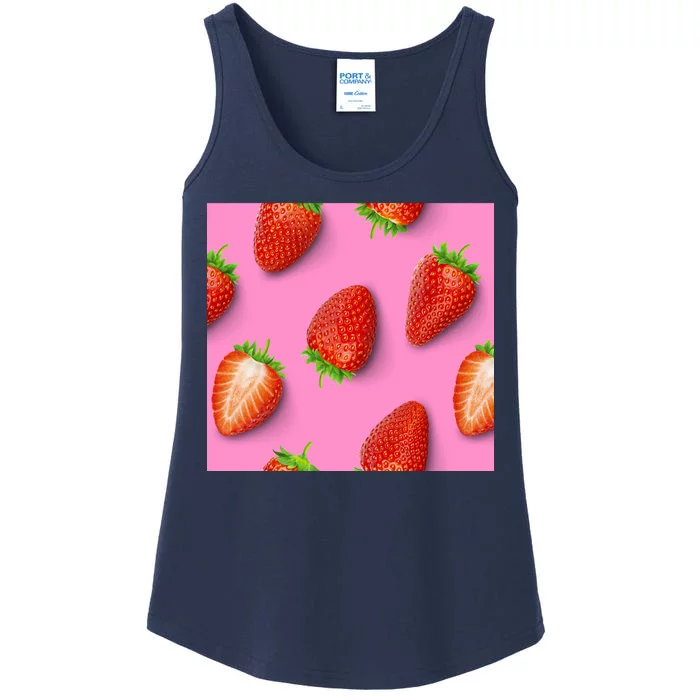 Strawberry seamless pattern Ladies Essential Tank