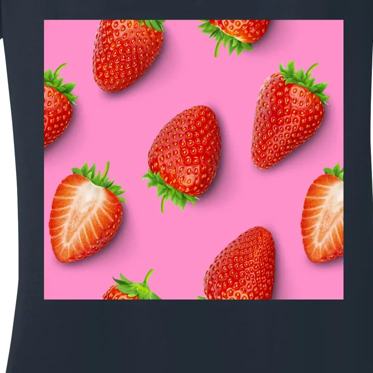 Strawberry seamless pattern Women's V-Neck T-Shirt