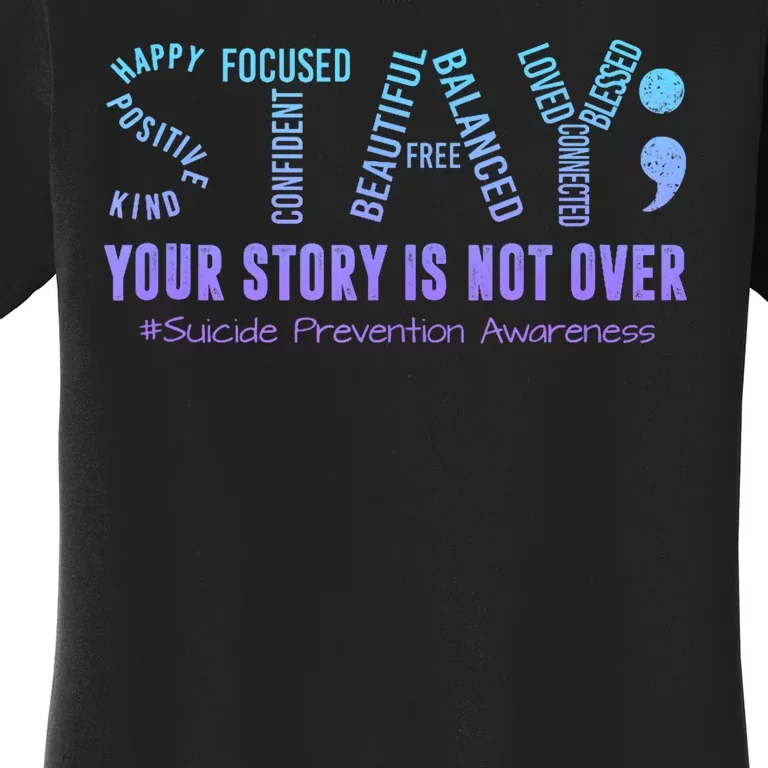 Stay Suicide Prevention Awareness Month Teal & Purple Ribbon Women's T-Shirt