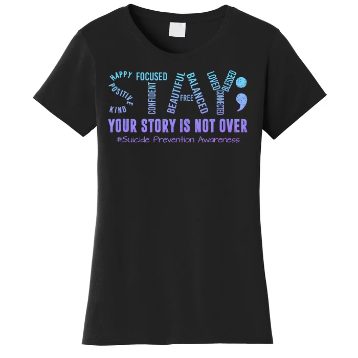 Stay Suicide Prevention Awareness Month Teal & Purple Ribbon Women's T-Shirt