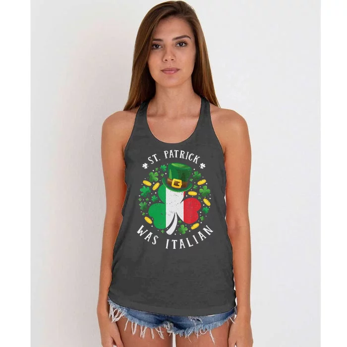 Shamrock St Patrick Was Italian St. Patrick's Day Women's Knotted Racerback Tank