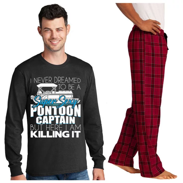 Super Sexy Pontoon Captain Funny Pontoon Boat Pontooning Long Sleeve Pajama Set