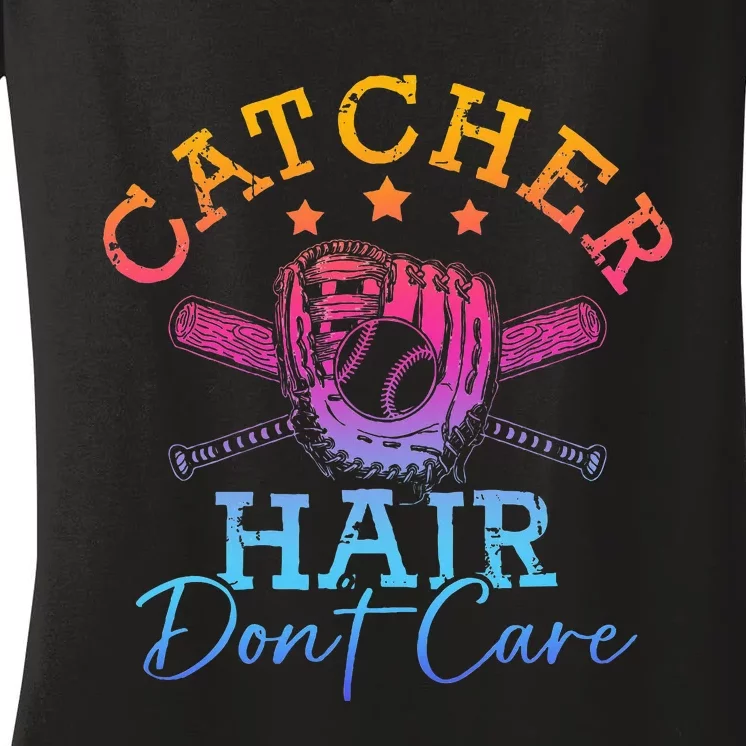 Softball Softball Player Softball Catcher Women's V-Neck T-Shirt