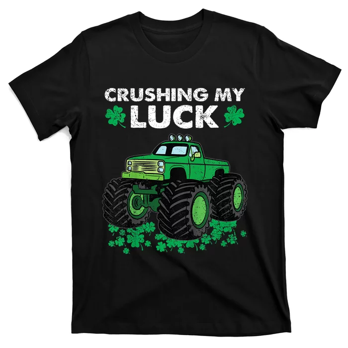 s St Patricks Day Boys s Crushing My Luck Monster Truck T-Shirt