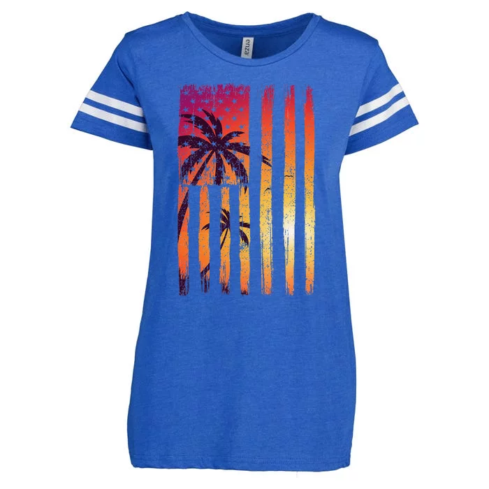 Summer Sunset Palm Trees American Flag Cool Spring Beach Enza