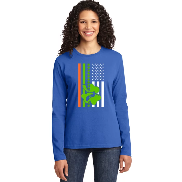 Surfing St Patricks Day American Irish Flag Shamrock Surfers Gift Ladies Long Sleeve Shirt