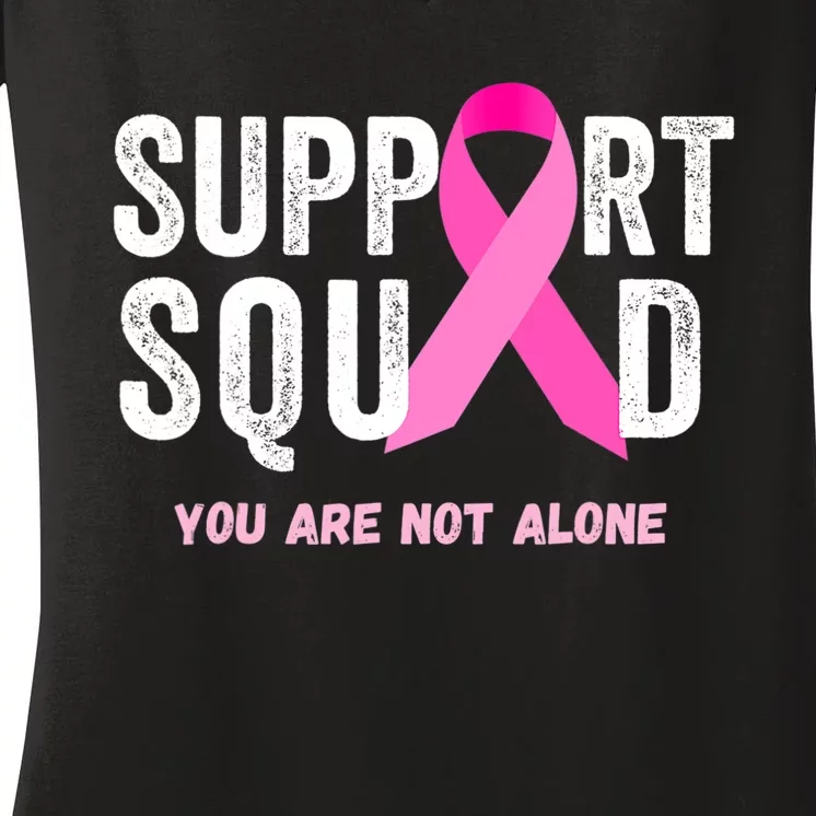 Support Squad Pink Ribbon Breast Cancer Awareness Women's V-Neck T-Shirt