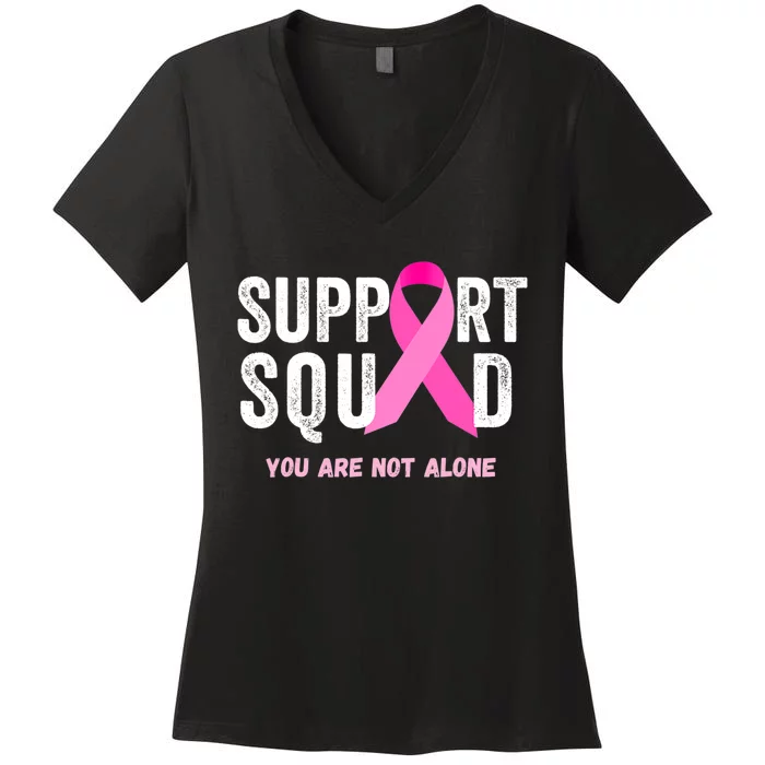 Support Squad Pink Ribbon Breast Cancer Awareness Women's V-Neck T-Shirt