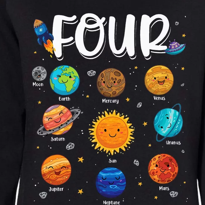 Solar System Planets Four 4 Years Old 4th Birthday Womens California Wash Sweatshirt