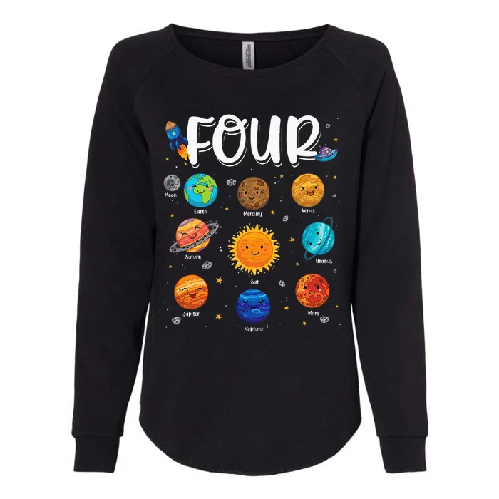 Solar System Planets Four 4 Years Old 4th Birthday Womens California Wash Sweatshirt