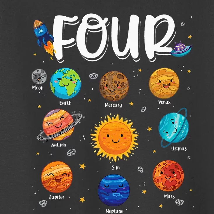 Solar System Planets Four 4 Years Old 4th Birthday Toddler T-Shirt