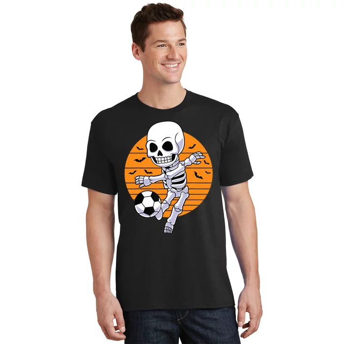 Skeleton Soccer Player Boy Funny Halloween T-Shirt