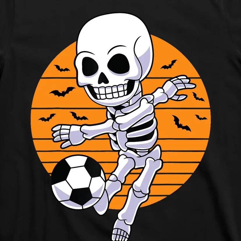 Skeleton Soccer Player Boy Funny Halloween T-Shirt