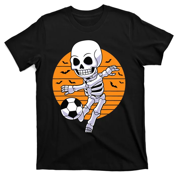 Skeleton Soccer Player Boy Funny Halloween T-Shirt