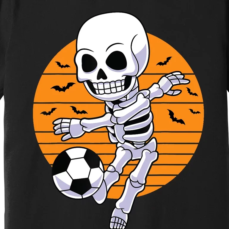 Skeleton Soccer Player Boy Funny Halloween Premium T-Shirt