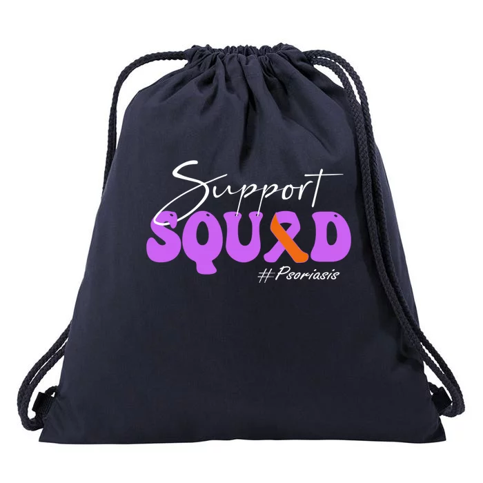 Support Squad Psoriasis Awareness Gift Lavender And Orange Funny Gift Drawstring Bag