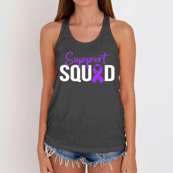 Support Squad Purple Warrior Domestic Violence Awareness Women's Knotted Racerback Tank