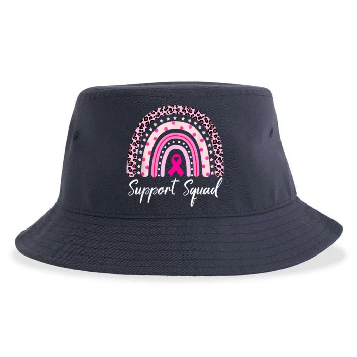 Support Squad Pink Rainbow Leopard Breast Cancer Awareness Sustainable Bucket Hat