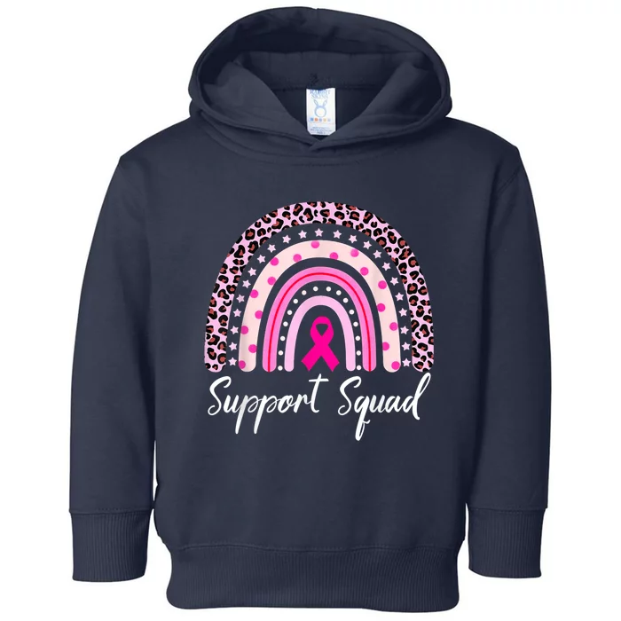 Support Squad Pink Rainbow Leopard Breast Cancer Awareness Toddler Hoodie