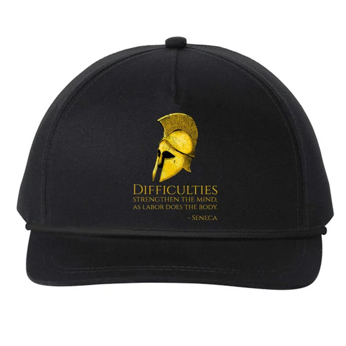 Stoicism Seneca Quote On Difficulties Stoic Philosophy Snapback Five-Panel Rope Hat