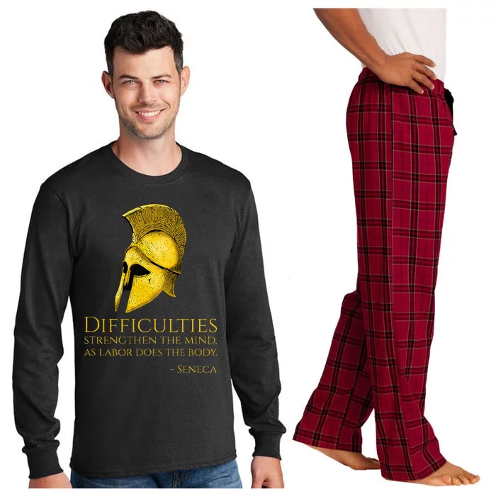 Stoicism Seneca Quote On Difficulties Stoic Philosophy Long Sleeve Pajama Set