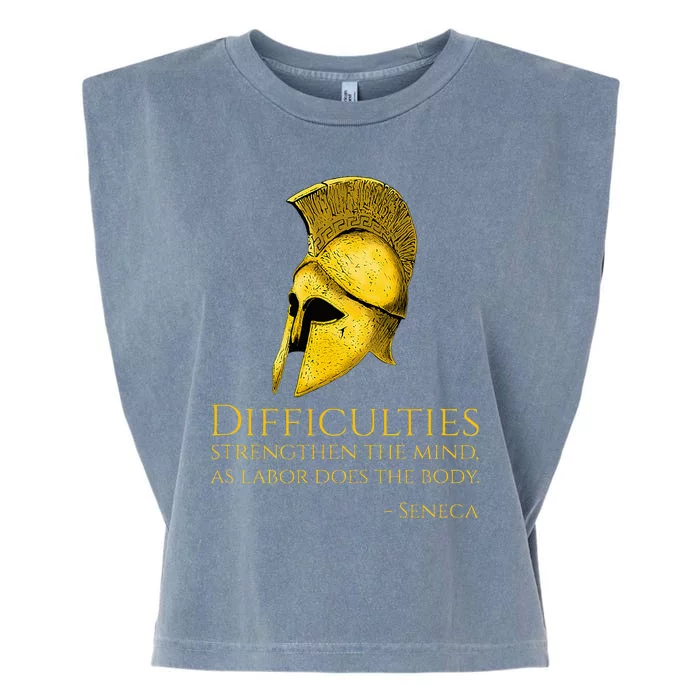 Stoicism Seneca Quote On Difficulties Stoic Philosophy Garment-Dyed Women's Muscle Tee