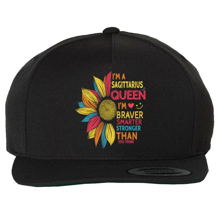 Sunflower Sagittarius Queen Sagittarius Zodiac Birthday Gift Wool Snapback Cap