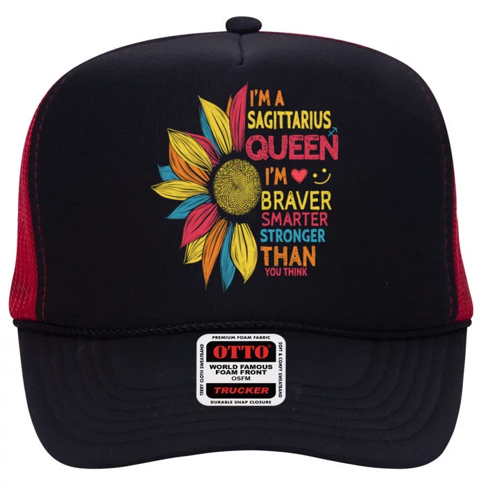 Sunflower Sagittarius Queen Sagittarius Zodiac Birthday Gift High Crown Mesh Trucker Hat