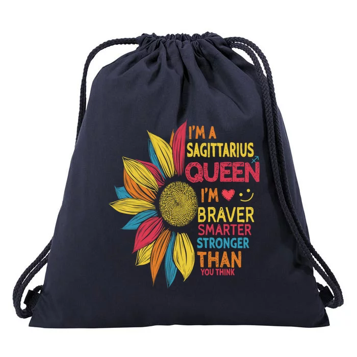 Sunflower Sagittarius Queen Sagittarius Zodiac Birthday Gift Drawstring Bag