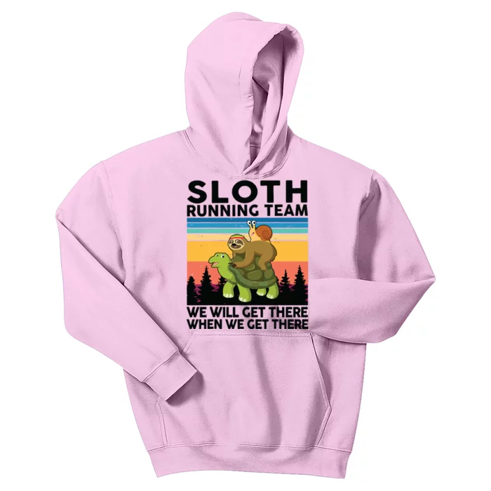 Sloth Sloth Running Team Women Men Gift Funny Running Kids Hoodie