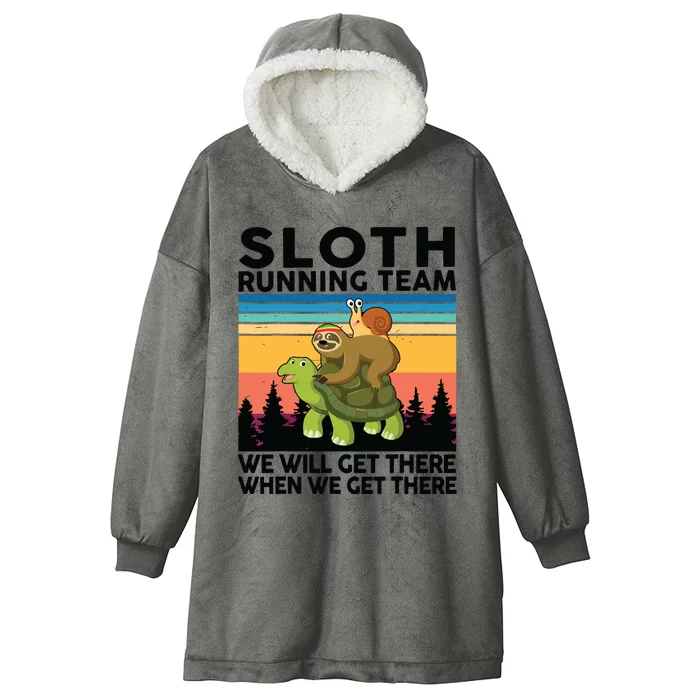 Sloth Sloth Running Team Women Men Gift Funny Running Hooded Wearable Blanket