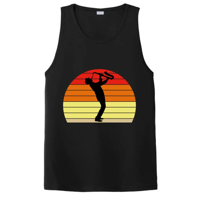 Sunset Saxophone Retro Saxophone Player Cool Gift Performance Tank