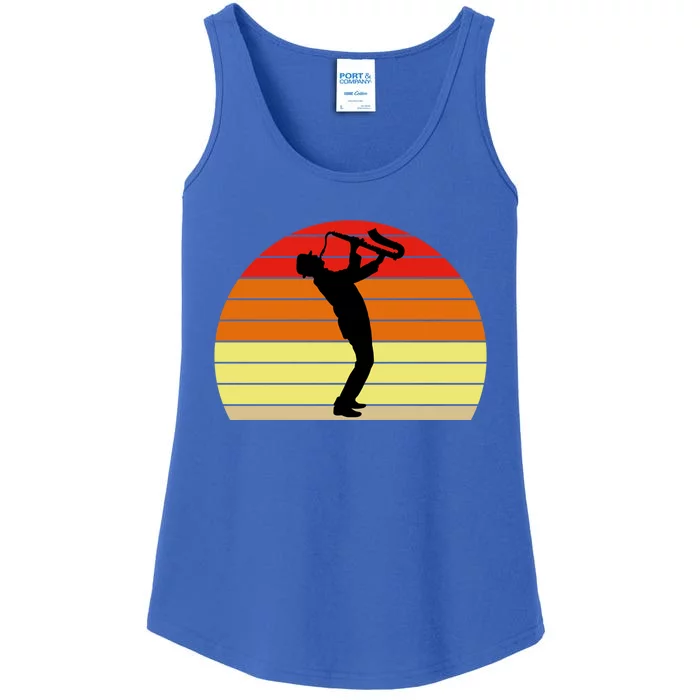 Sunset Saxophone Retro Saxophone Player Cool Gift Ladies Essential Tank