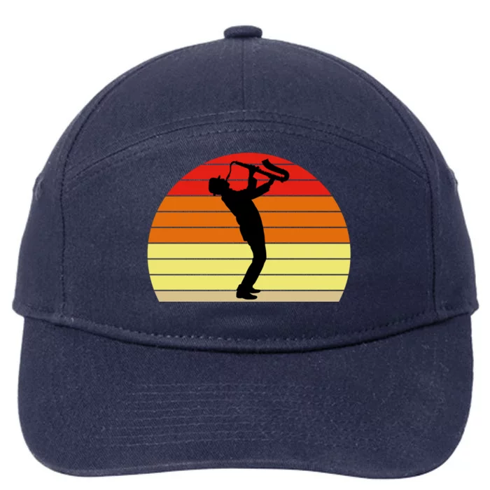 Sunset Saxophone Retro Saxophone Player Cool Gift 7-Panel Snapback Hat