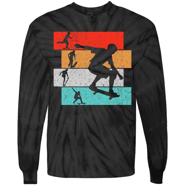 Skater Skateboarder Retro Skateboard Tie-Dye Long Sleeve Shirt