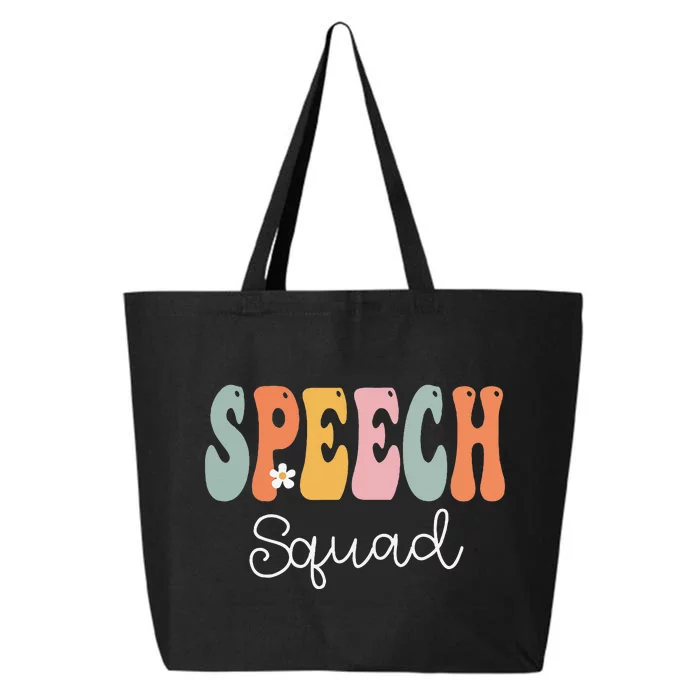 Speech Squad Retro Groovy Vintage Happy First Day Of School 25L Jumbo Tote