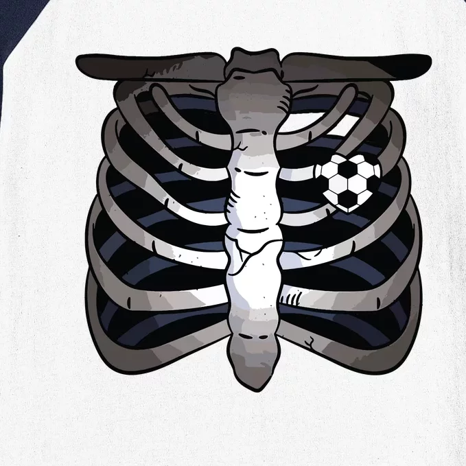 Skeleton Soccer Rib Cage Soccer Lover Halloween Costume Boy Baseball Sleeve Shirt