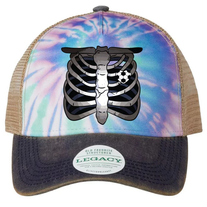 Skeleton Soccer Rib Cage Soccer Lover Halloween Costume Boy Legacy Tie Dye Trucker Hat