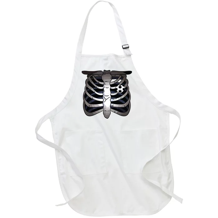 Skeleton Soccer Rib Cage Soccer Lover Halloween Costume Boy Full-Length Apron With Pocket