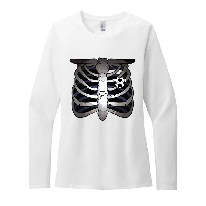 Skeleton Soccer Rib Cage Soccer Lover Halloween Costume Boy Womens CVC Long Sleeve Shirt