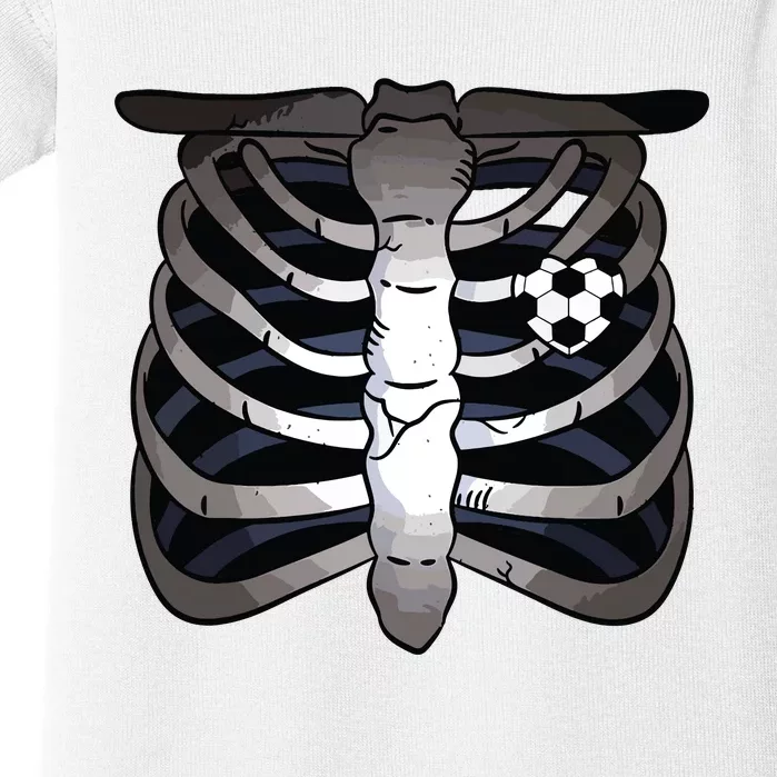 Skeleton Soccer Rib Cage Soccer Lover Halloween Costume Boy Baby Bodysuit