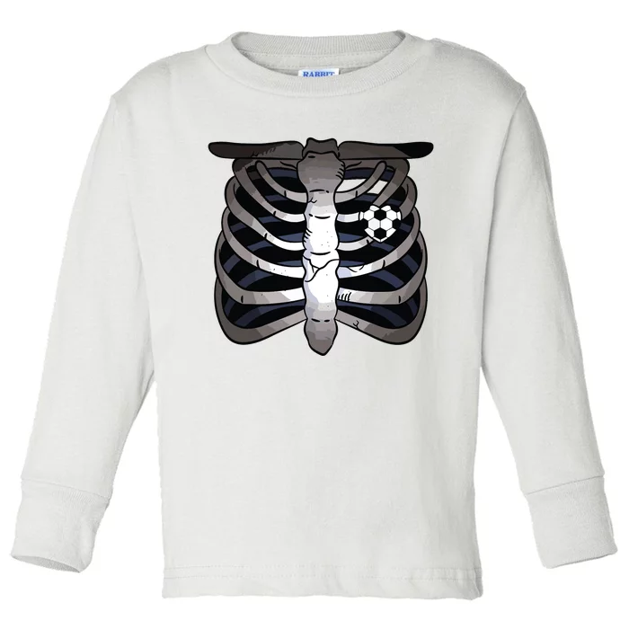 Skeleton Soccer Rib Cage Soccer Lover Halloween Costume Boy Toddler Long Sleeve Shirt