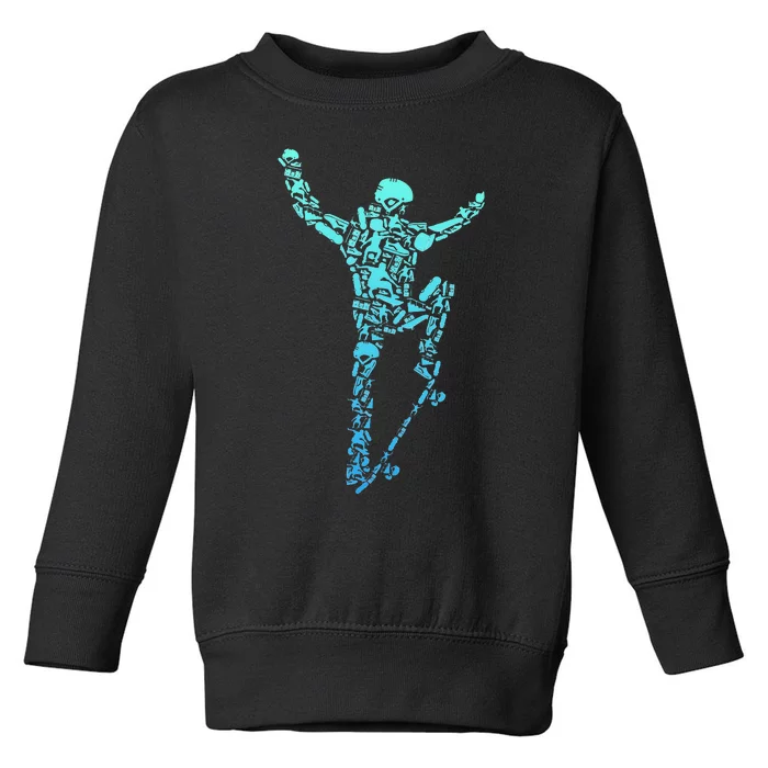 Skater Skateboarder Retro Skateboard Toddler Sweatshirt