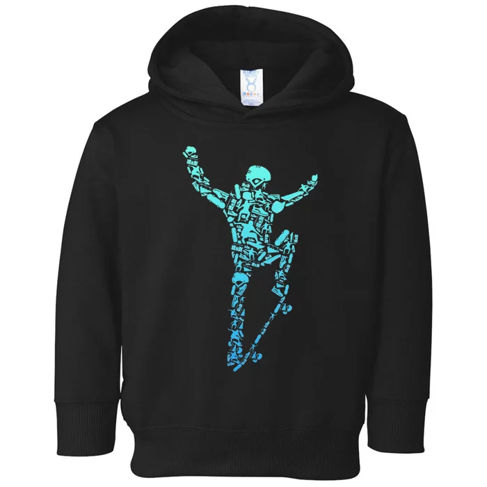 Skater Skateboarder Retro Skateboard Toddler Hoodie