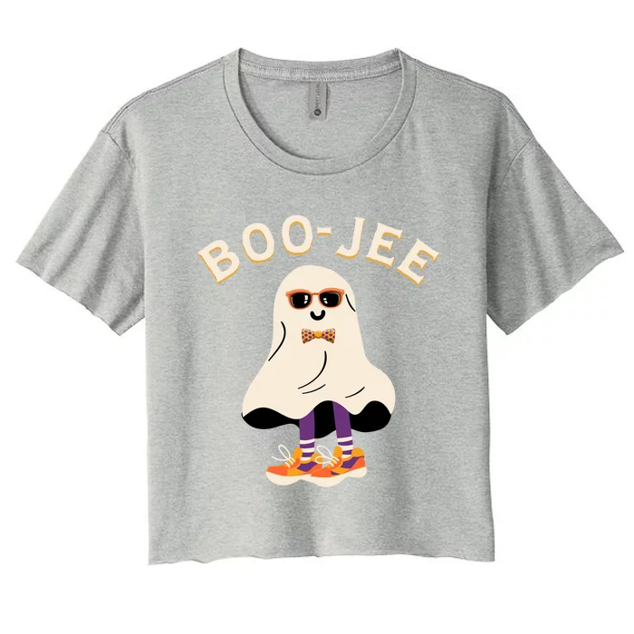 Spooky Season Retro Ghost Halloween Costume Boujee Boojee Meaningful Gift Women's Crop Top Tee