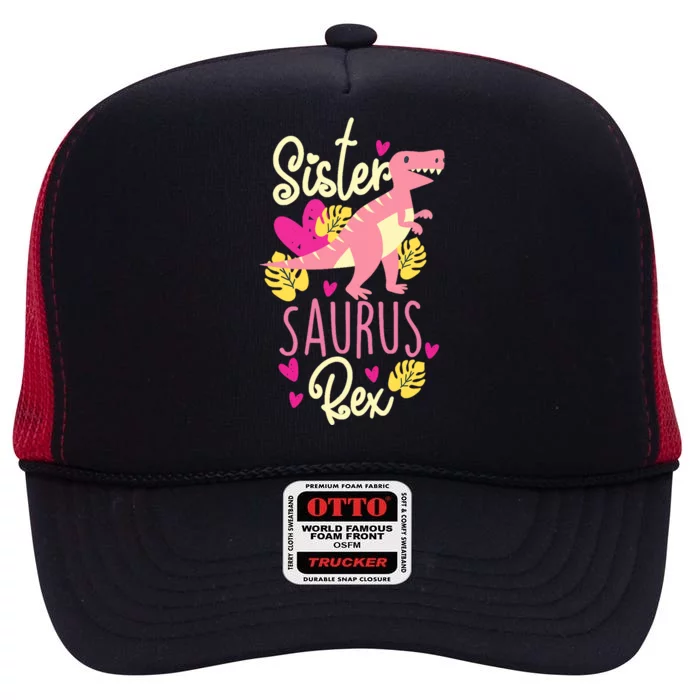 Sister Saurus Rex Dinosaur High Crown Mesh Trucker Hat